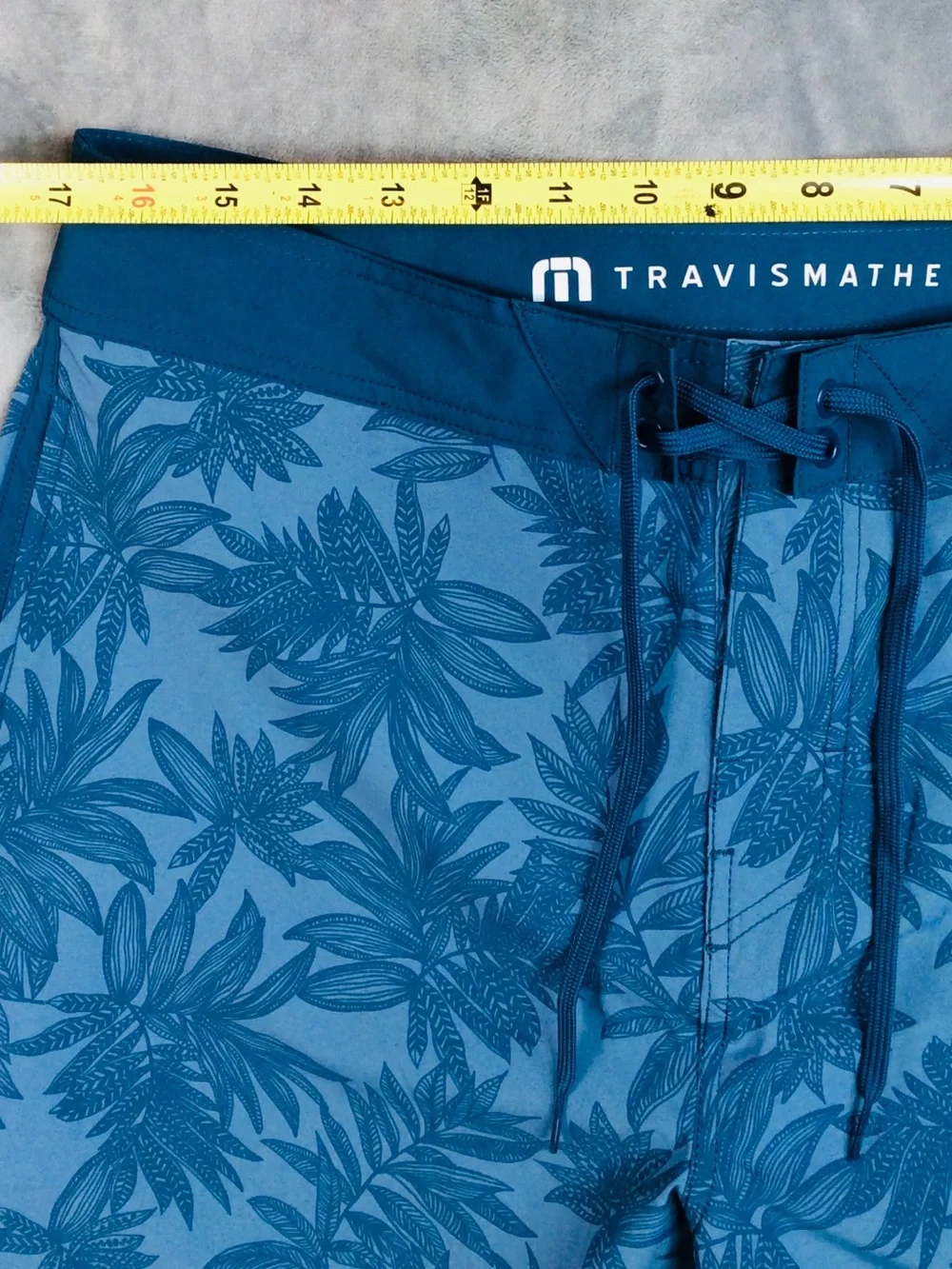 Travis Mathew Teal Blue Tropical Print Swim Shorts